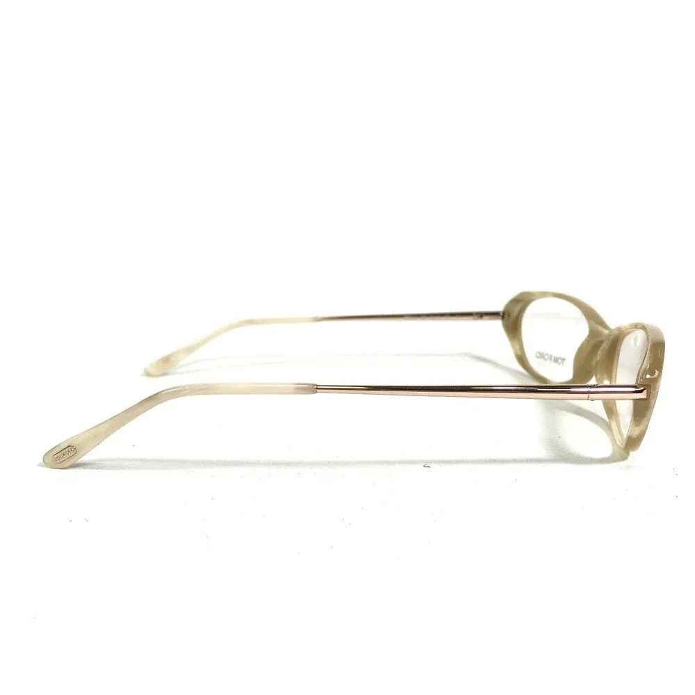 Tom Ford Eyeglasses Frames TF5134 025 Beige Gold Horn Round Full Rim 52-16-130